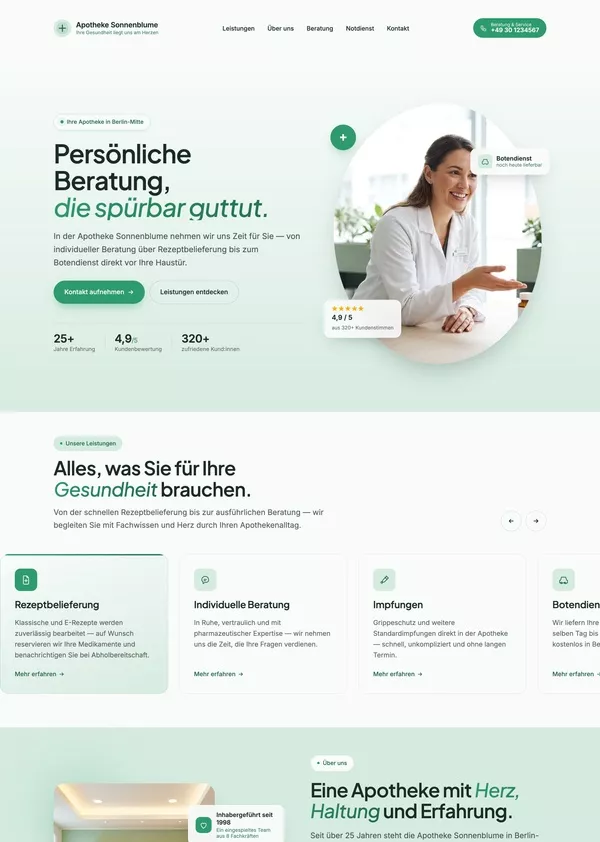 Musterwebsite für eine Apotheke
