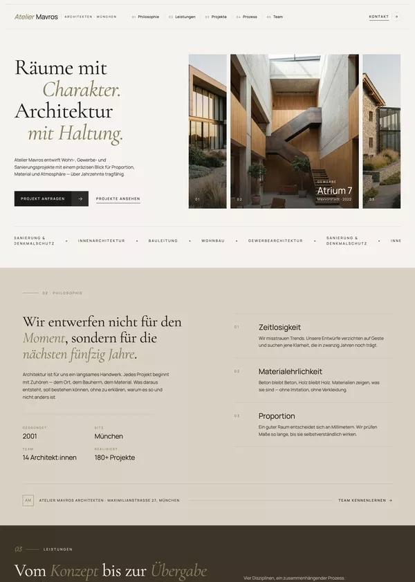 Musterwebsite für ein Architekturbüro