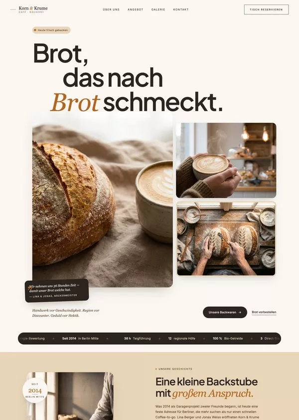 Musterwebsite für eine Bäckerei
