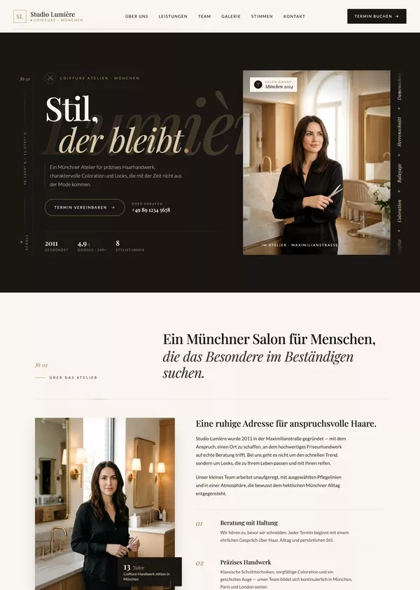 Musterwebsite für einen Friseur