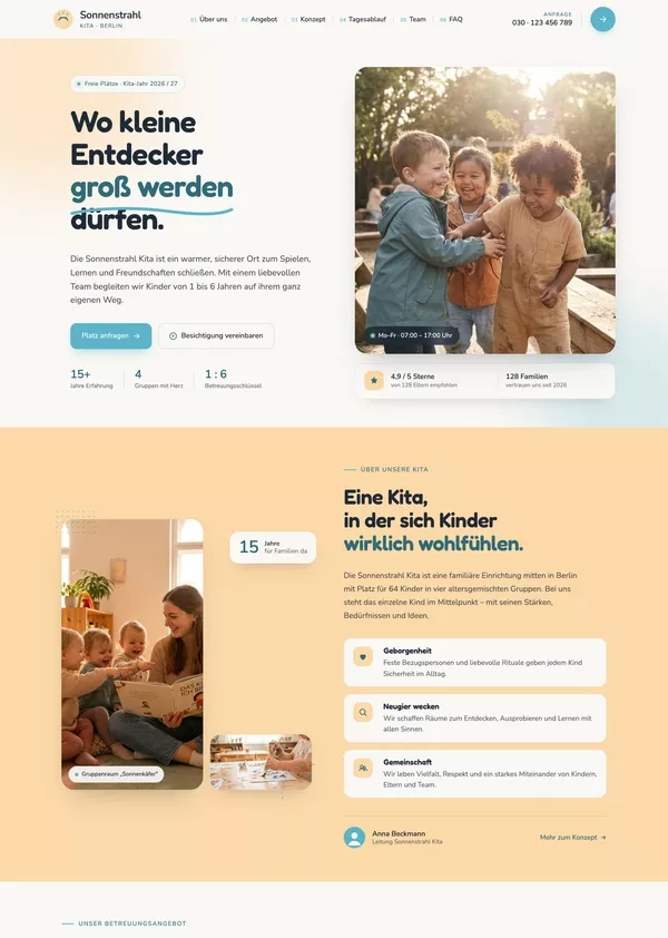 Musterwebsite für einen Kindergarten
