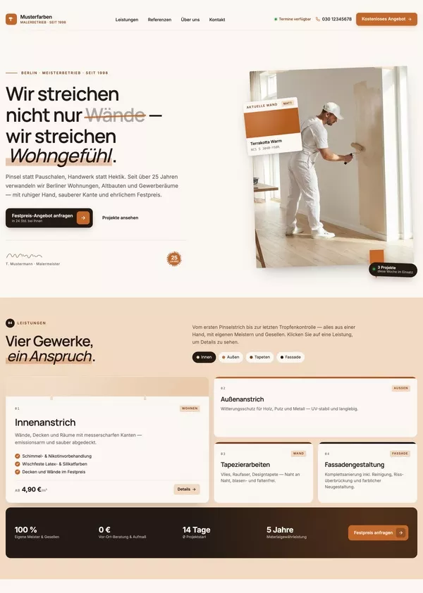 Musterwebsite für einen Maler