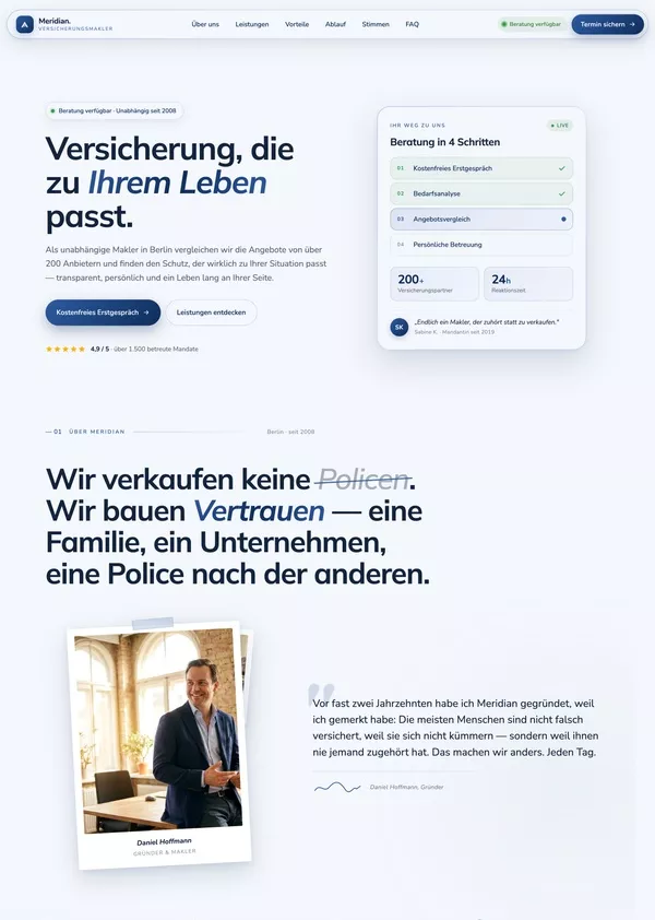 Musterwebsite für einen Versicherungsmakler