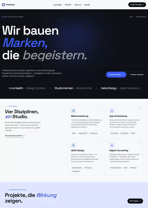 Musterwebsite für eine Webapp-Agentur